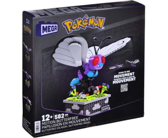 Mattel Mega Pokémon Building Toys, Motion Butterfree Collectible with Mechanized Movement and Display Case for Adult Builders and Collectors HKT22