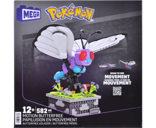 Mattel Mega Pokémon Building Toys, Motion Butterfree Collectible with Mechanized Movement and Display Case for Adult Builders and Collectors HKT22