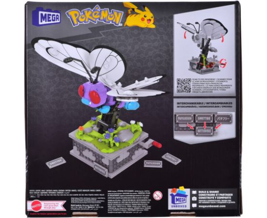 Mattel Mega Pokémon Building Toys, Motion Butterfree Collectible with Mechanized Movement and Display Case for Adult Builders and Collectors HKT22