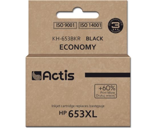 Actis KH-653BKR Ink for HP printer, replacement HP 653XL 3YM75AE; Premium; 20ml; 575 pages; black