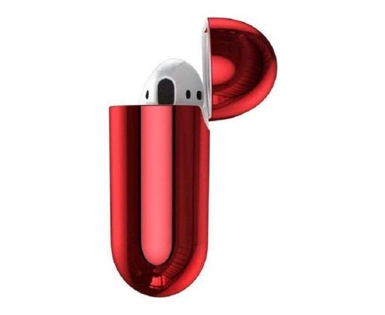 Baseus Metallic Shining Ultra-thin Silicone Protector Case with Hook for Airpods 1 / 2  Red