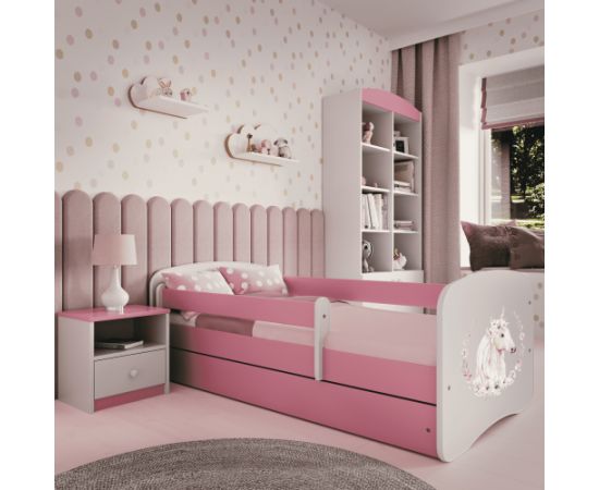 Gulta Babydreams - Vienradzis, rozā, 180x80, ar atvilktni
