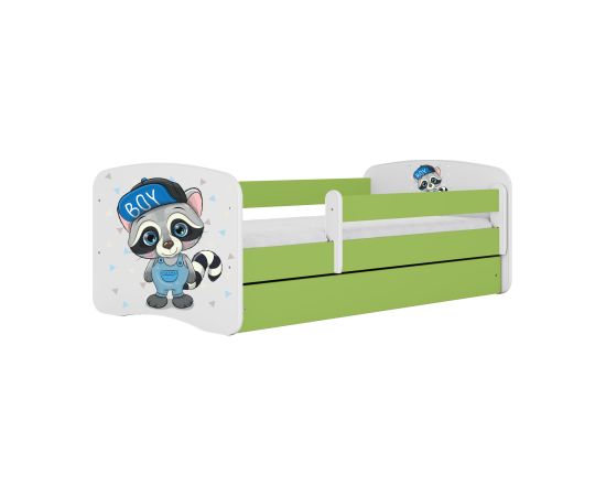 Bērnu gulta Babydreams - Jenots, zaļa, 180x80, ar atvilktni