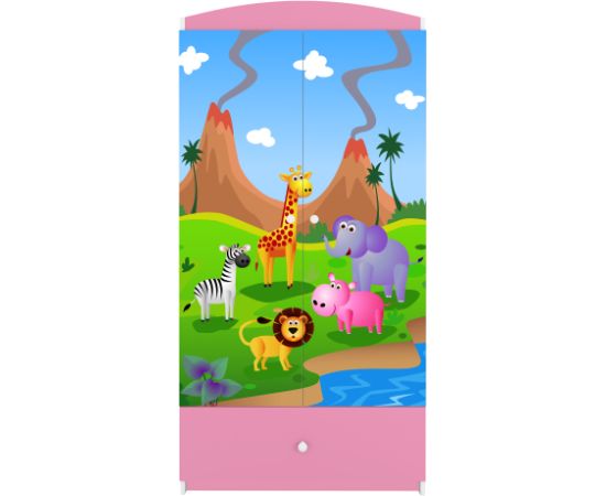 Drēbju skapis Babydreams - Safari, rozā