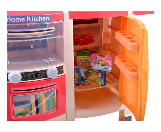 Liela bērnu virtuvīte ar ledusskapi un krāsni, sarkana