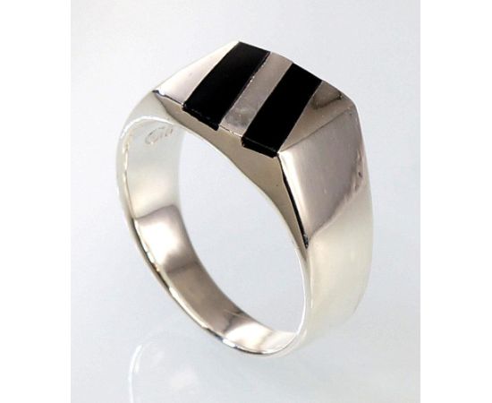 Серебряное кольцо #2100542_ON, Серебро 925°, Оникс, Размер: 21, 10 гр.