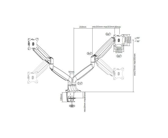 Multibrackets MB-7086 Monitora turētājs ar augstuma regulēšanu uz 2 monitoram