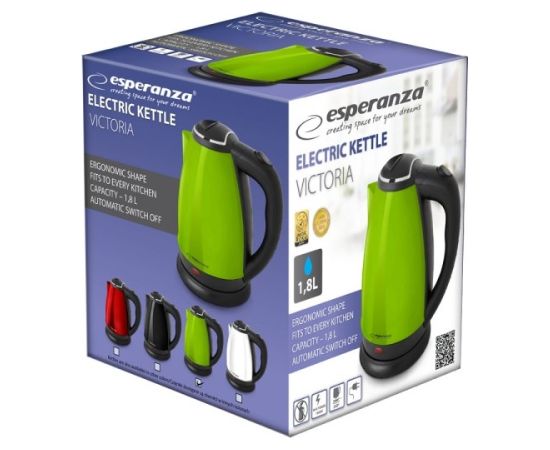 Esperanza EKK113G electric kettle 1.8 L 1800 W Black, Green