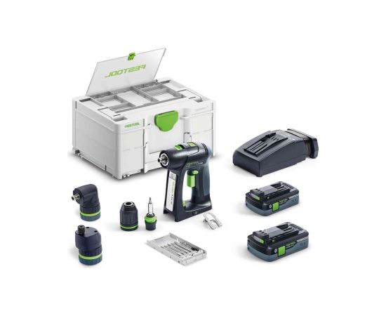 Urbjmašīna-skrūvgriezis Festool C 18 HPC 4,0 I-Set;  18 V; 2x4,0 Ah akum akum.