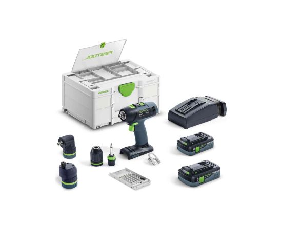 Urbjmašīna-skrūvgriezis Festool T 18+3 HPC 4,0 I-Set;  18 V; 2x4,0 Ah  akum.