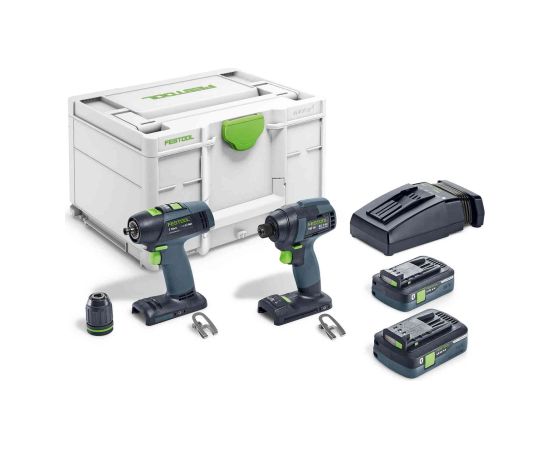 Akumulatora instrumentu komplekts Festool TID 18 HPC 4,0 I-Set T18; 18 V; 2x4,0 Ah akum akum.