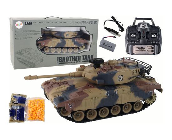 Import Leantoys RC Tank 1:18 Cannon Smoke Shield Sounds Brown