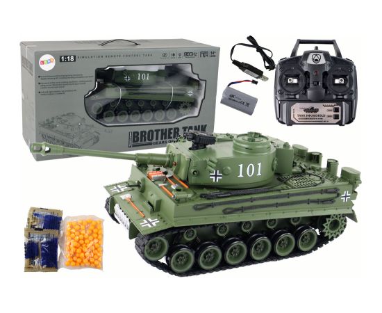 Import Leantoys Tiger RC Tank 1:18 Green Remote Controlled