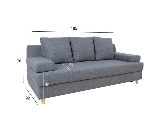 Sofa bed VELLA with storage box, grey