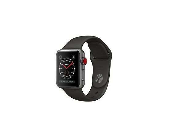 Apple MR2Y2 Watch 38mm Series 3 GPS + LTE Space Gray Aluminum Case with Gray Sport Band