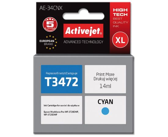 Activejet AE-34CNX ink (replacement for Epson 34XL T3472; Supreme; 14 ml; cyan)