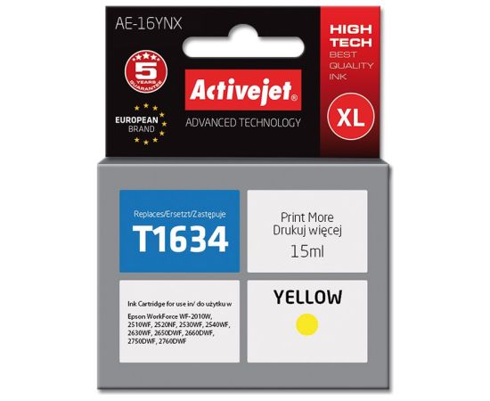 Activejet AE-16YNX ink (replacement for Epson 16XL T1634; Supreme; 15 ml; yellow)