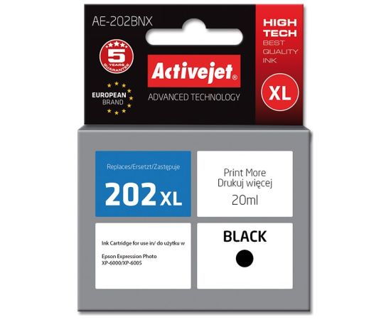 Activejet AE-202BNX ink (replacement for Epson 202XL G14010; Supreme; 20 ml; black)