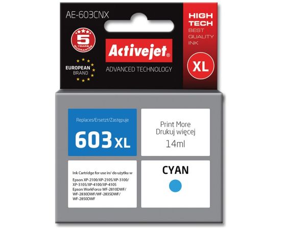 Activejet AE-603CNX ink (replacement for Epson 603XL T03A24; Supreme; 14 ml; cyan)