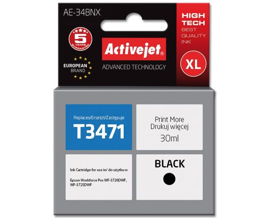 Activejet AE-34BNX ink (replacement for Epson 34XL T3471; Supreme; 30 ml; black)