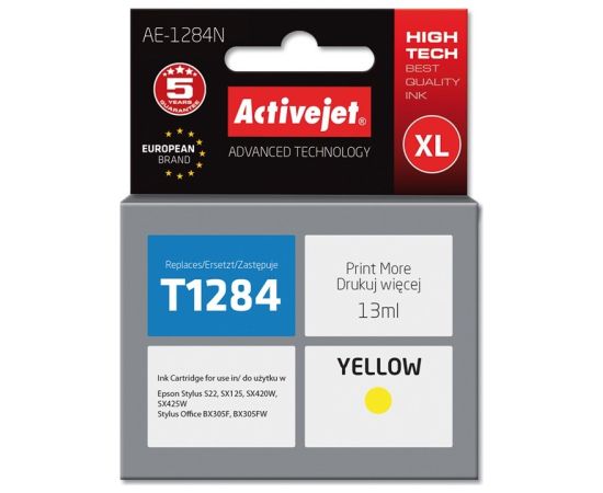 Activejet AE-1284N ink (replacement for Epson T1284; Supreme; 13 ml; yellow)