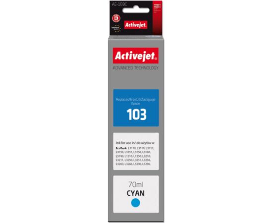 Activejet AE-103C ink (replacement Epson 103 C13T00S24A; Supreme; 70 ml; blue)