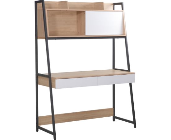 Desk STUDY with self 124x54xH171cm, oak/white