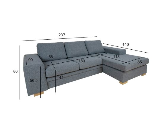 Corner sofa DAGMAR grey