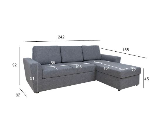 Corner sofa bed INGMAR grey