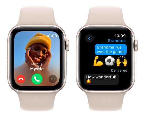 Apple Watch SE GPS 44mm Starlight Aluminium Case with Starlight Sport Band - M/L Smart-Watch Умные часы