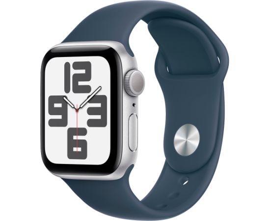 Apple Watch SE GPS 40mm Silver Aluminium Case with Storm Blue Sport Band - M/L