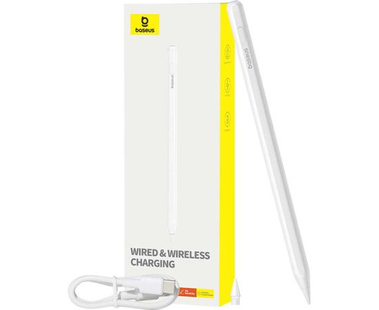 Active stylus Baseus Smooth Writing Series with wireless and cabled charging (White)
