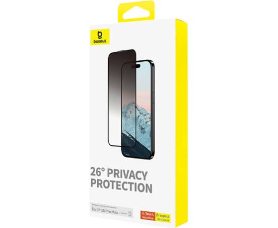 Privacy Protection Tempered Glass Baseus Diamond iPhone 15 Pro Max