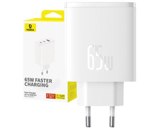 Wall charger Baseus OS-Cube Pro 2xUSB-C + USB, 65W (white)