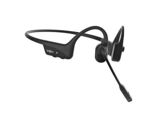 SHOKZ OpenComm2 Wireless Bluetooth Bone Conduction Videoconferencing Headset | 16 Hr Talk Time, 29m Wireless Range, 1 Hr Charge Time | Includes Noise Cancelling Boom Mic, Black (C110-AN-BK)