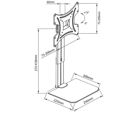 Wall mount for TV with shelf Maclean, max. 20kg, max. VESA 200x200, for TV 15-42", MC-451