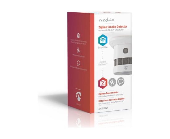Nedis SmartLife Smoke Detector | Zigbee 3.0 | Battery Powered | Sensor life cycle: 10 year | EN 14604 | Android™ / IOS | 85 dB | White | 1 pcs
