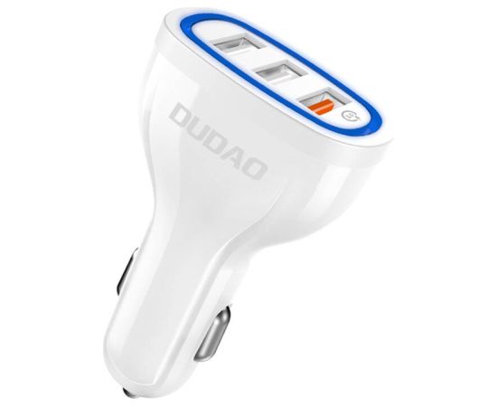 Car charger Dudao R7S, 3x USB, 18W (white)