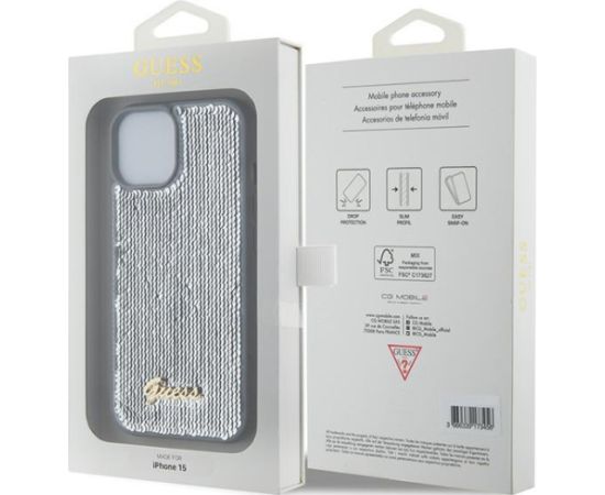 Guess HC Sequin Script Metal Case Защитный Чехол для Apple iPhone 15 Pro