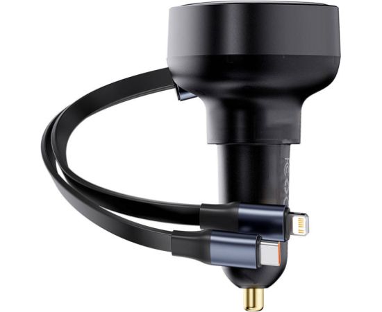 Car Charger Baseus Enjoyment USB-C with USB-C cable and Lightning  60W (black)