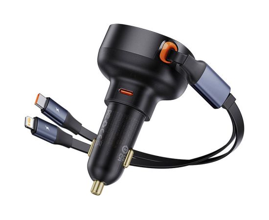 Car Charger Baseus Enjoyment USB-C with USB-C cable and Lightning  60W (black)