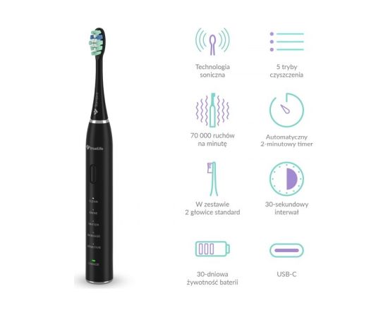 TrueLife SonicBrush Clean30 Black Adult Oscillating toothbrush