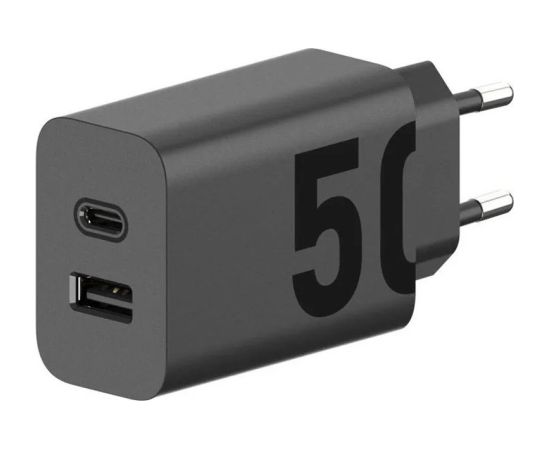 Motorola Charger TurboPower 50W Duo USB-C + USB-A  w/ USB-C cable, Black