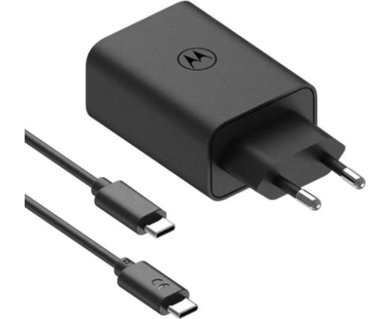 Motorola Charger TurboPower 50W Duo USB-C + USB-A  w/ USB-C cable, Black