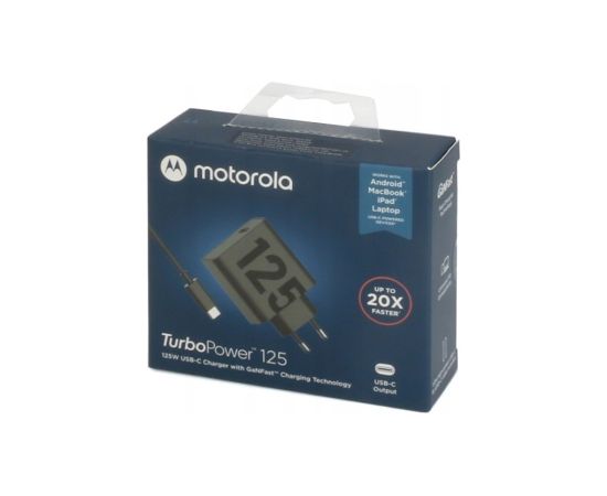 Motorola Wall Charger TurboPower 125W GaN USB-A w/ 1m USB-C, Black