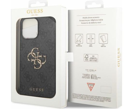 Guess PU Leather 4G Metal Logo Case Aizsargapvalks Priekš Apple iPhone 15 Pro Max