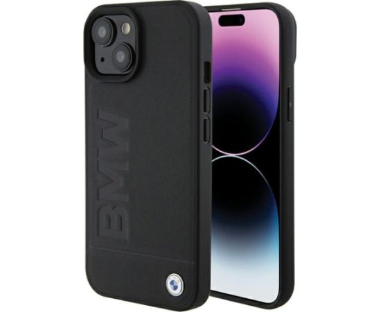 BMW Leather Hot Stamp Case Aizmugurējais Ādas Apvalks Priekš Apple iPhone 15 Plus