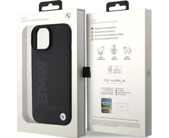 BMW Leather Hot Stamp Case Aizmugurējais Ādas Apvalks Priekš Apple iPhone 15 Plus