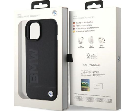 BMW Magsafe Leather Hot Stamp Case Aizmugurējais Ādas Apvalks Priekš Apple iPhone 15 Plus