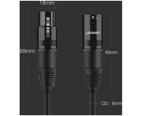 UGREEN AV130 XLR female to XLR male cable - 2m (black)